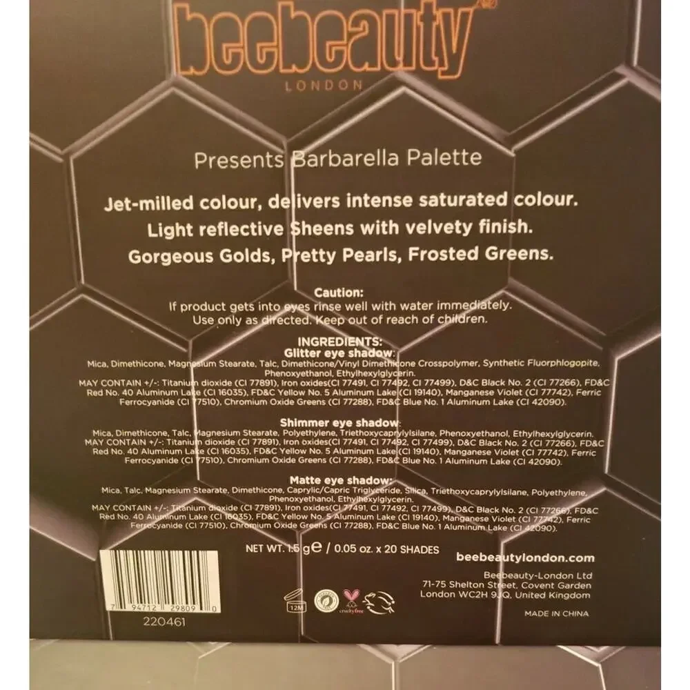 Bee Beauty London Barbarella Eyeshadow palette New In Box